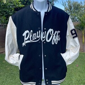 Black & White 'Playin' Offs' Varsity Jacket size MEDIUM